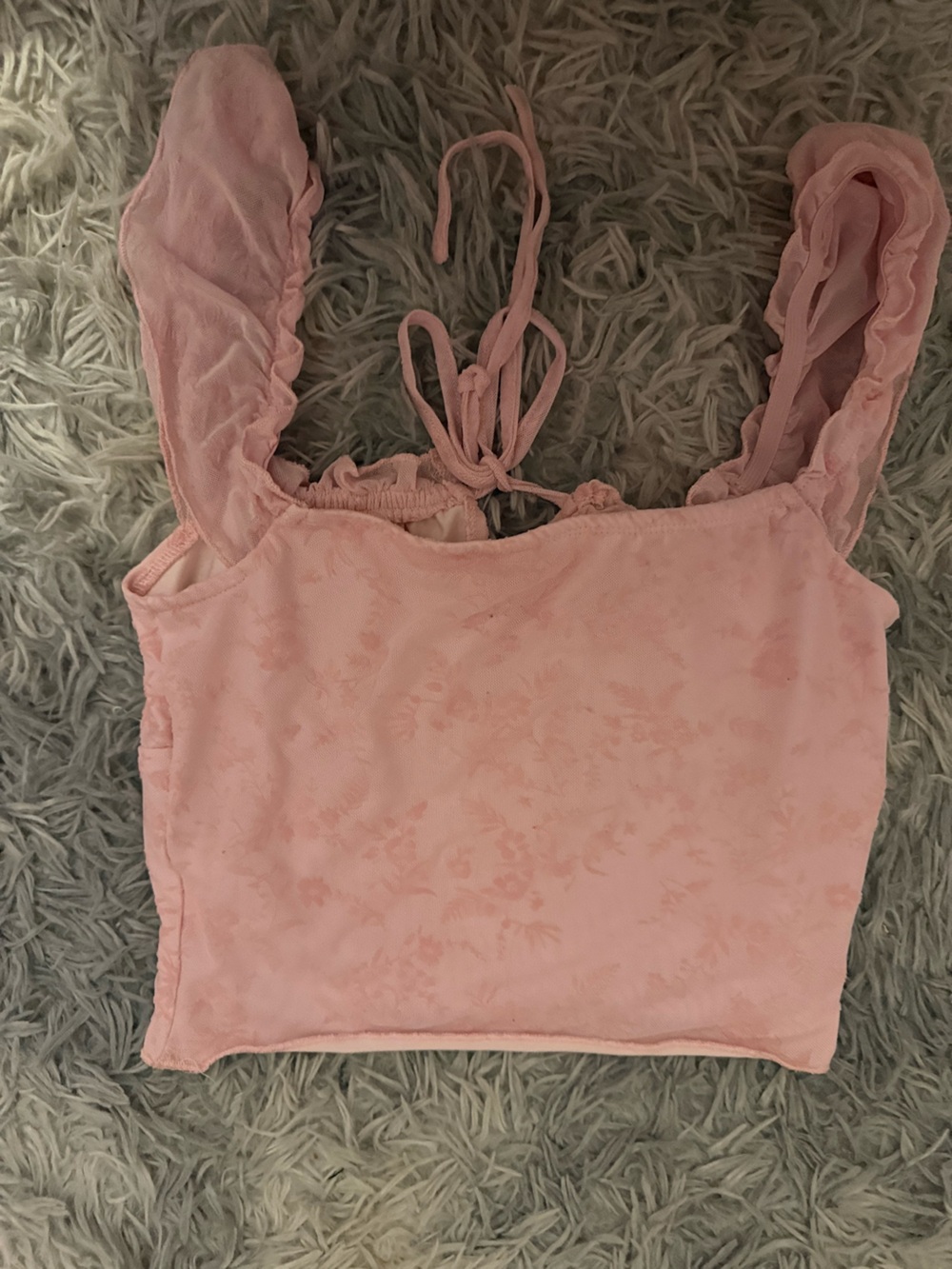 Amazon Pink Floral Ruffle Strap Crop Top